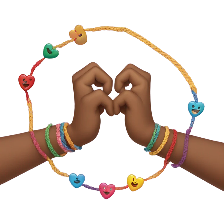 heart hands with friendship bracelets on wrist emoji