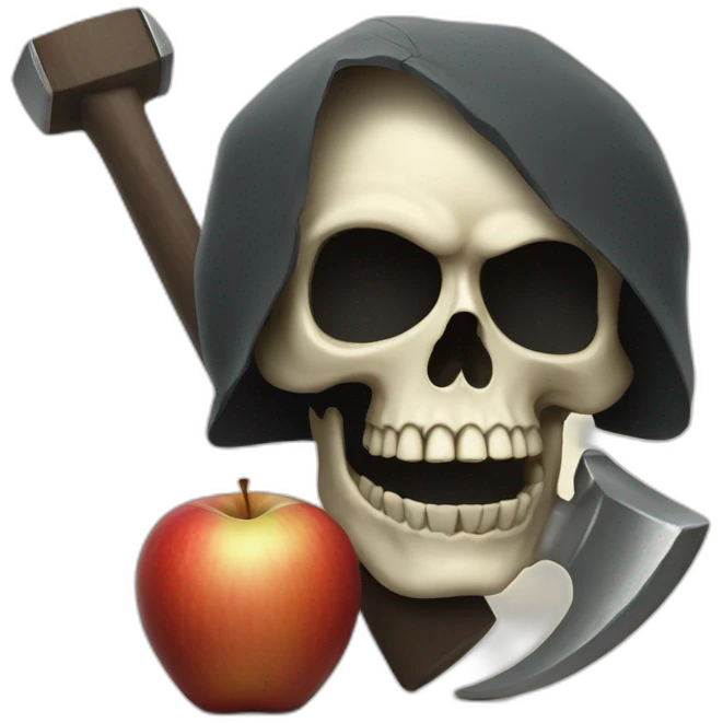 skull holding a hammer apple emoji