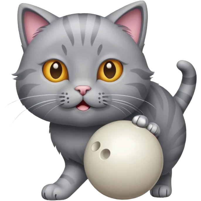 Grey cat bowling emoji