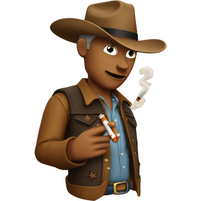Cowboy emoji with a cigarette emoji