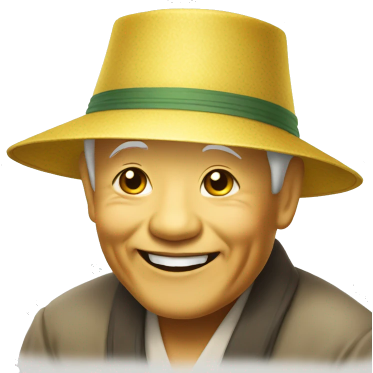 yellow smiling old Vietnamese man with traditional Vietnamese hat emoji
