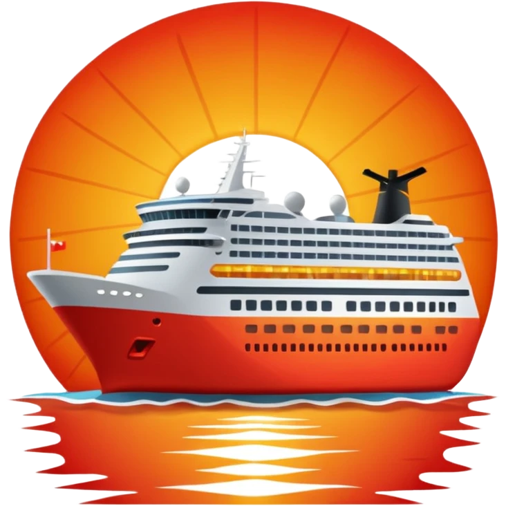 sun setting on a cruise ship emoji