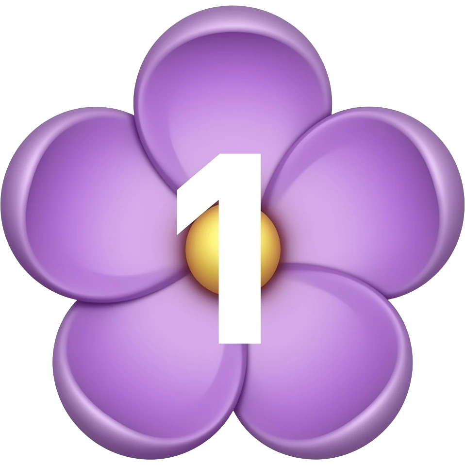 flower heart lila with a number 1 in the center emoji