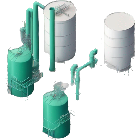 industrial chemical plant isometric in block with ammonia storage (large cylindrical plant) emoji