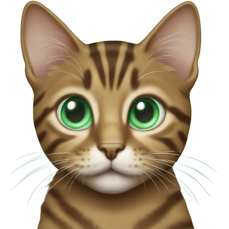 Brown tabby cat with mint green eyes emoji