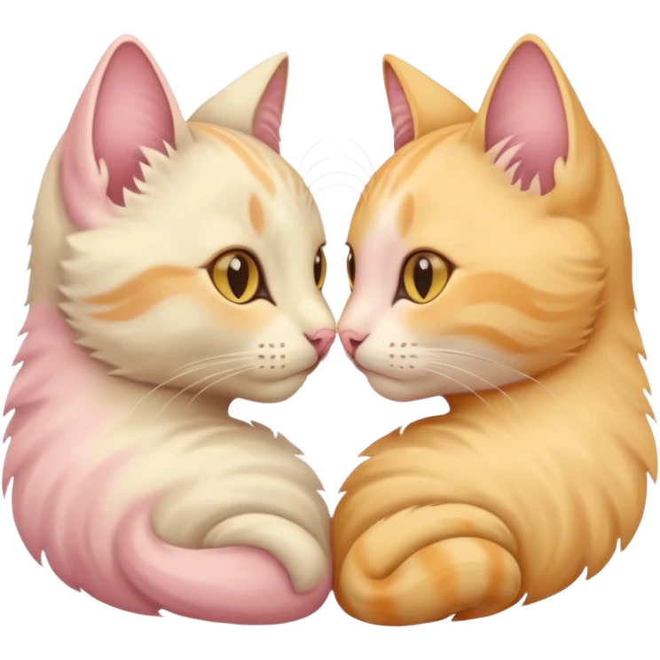 Two cats “nose to nose” + a small heart between them in soft pink, beige and yellow pastel colors emoji