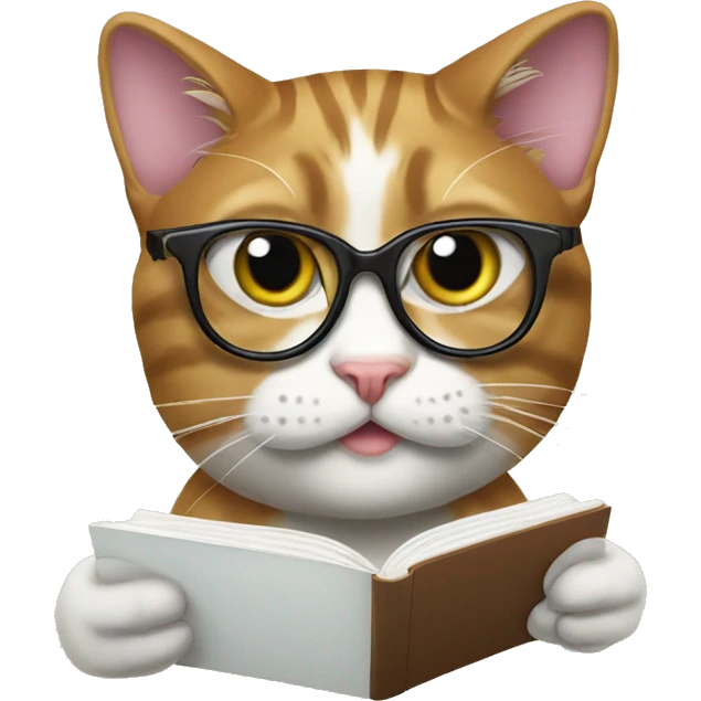 Cat with glasses studying  emoji
