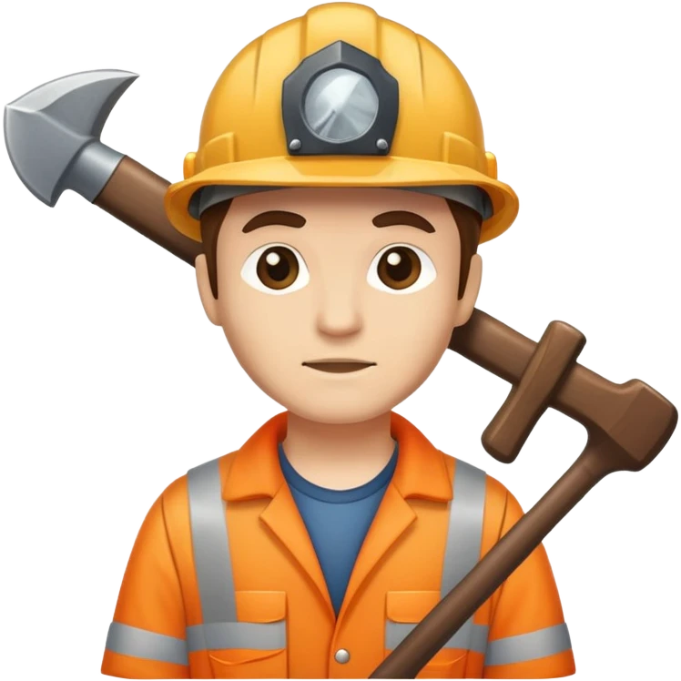 Miner with a pickaxe and hardhat  emoji