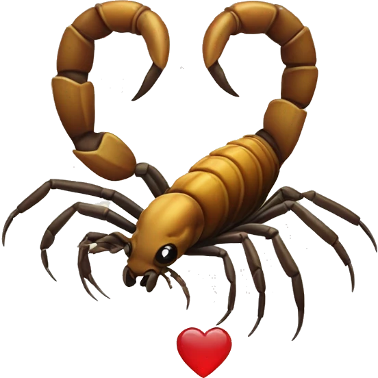 Scorpion with tail curved into a heart emoji