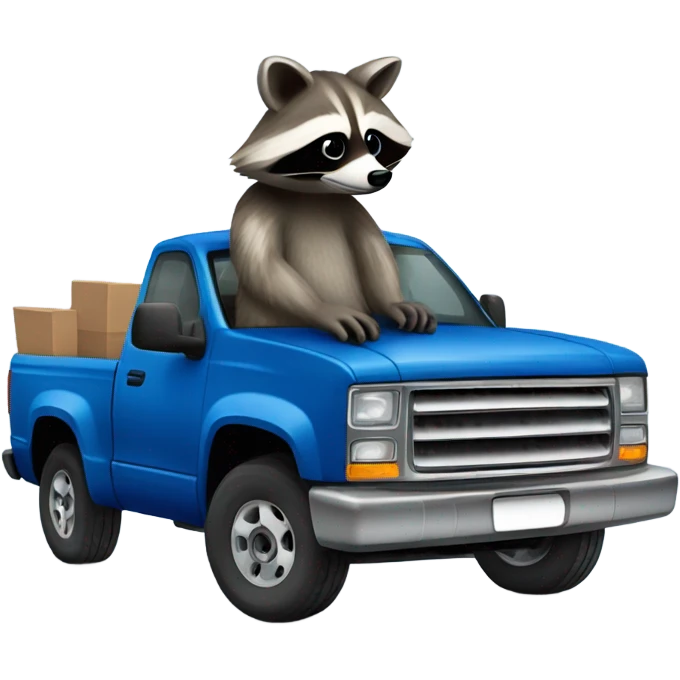 Raccoon driving blue pickup truck 2010 emoji