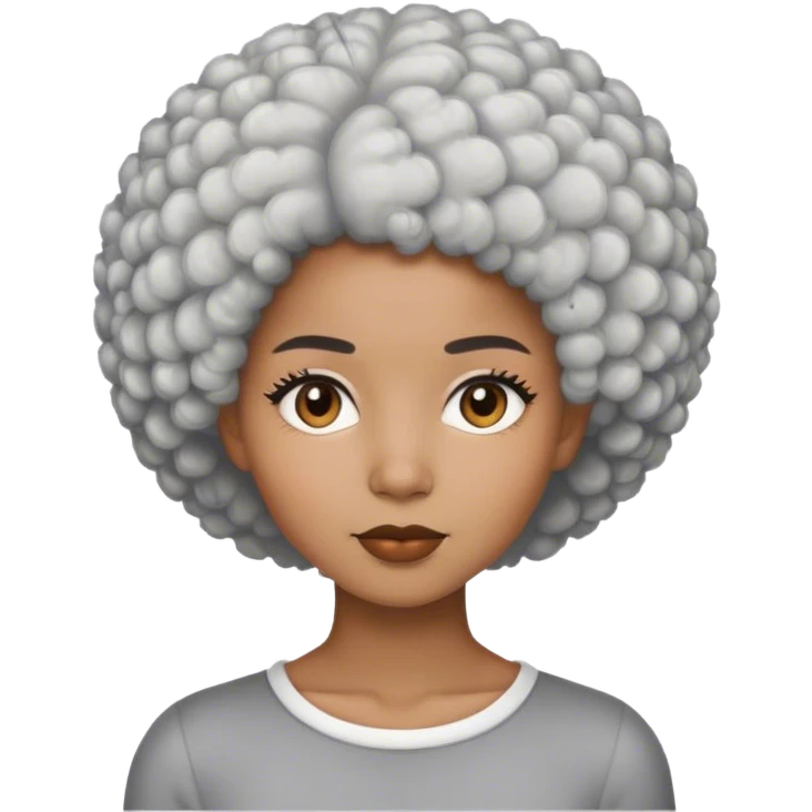 Young woman with short gray Afro emoji