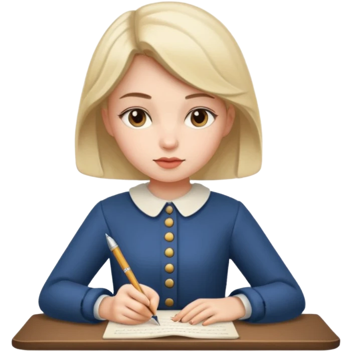 a girl is Writing in a Paper in a vintage outfit emoji