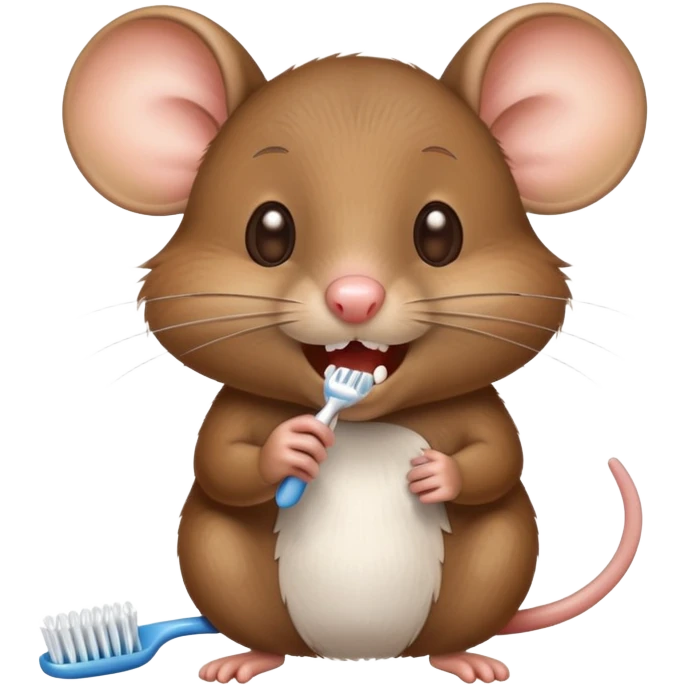 A mouse brushing its teeth emoji