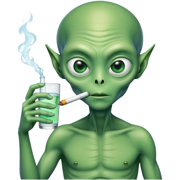 Alien with glass and cigarette emoji