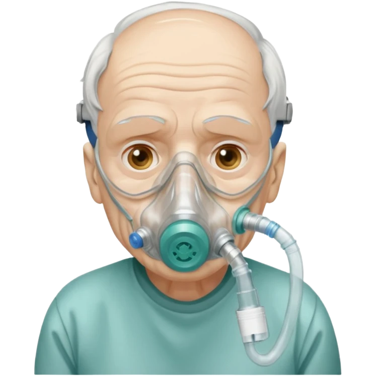 old man with simple emergency oxygen mask  emoji