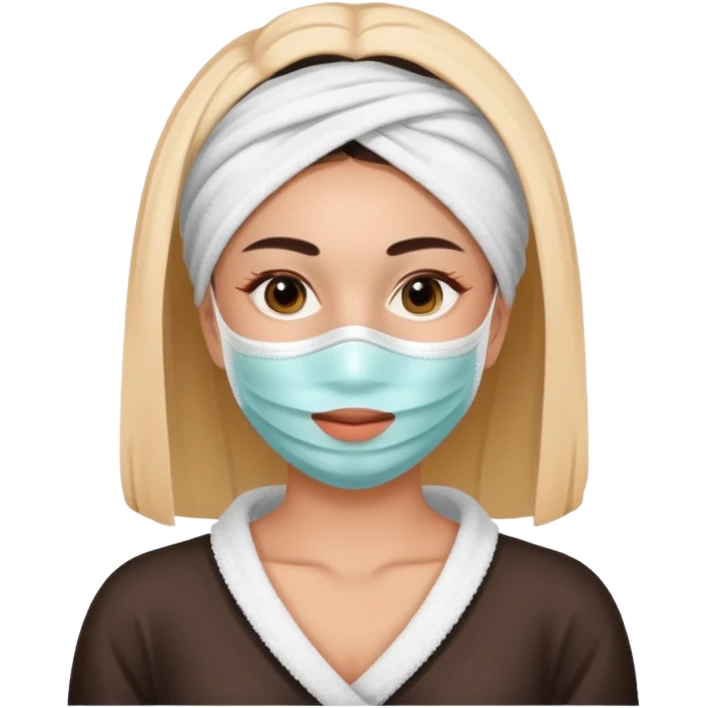 Lady with face mask spa beauty full face relaxing emoji