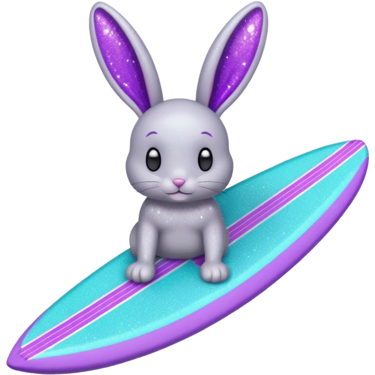 glitter gray bunny purple cian surf emoji