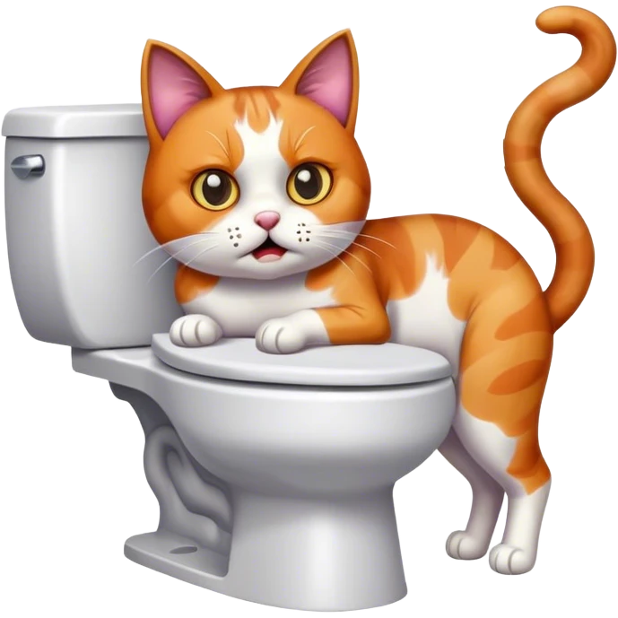 scared cat on toilet  emoji