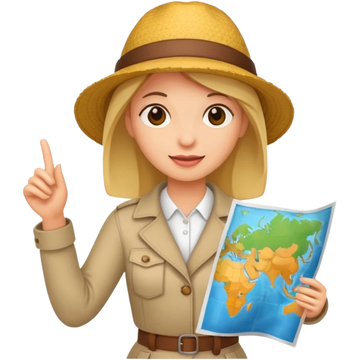 tourist woman holding map emoji