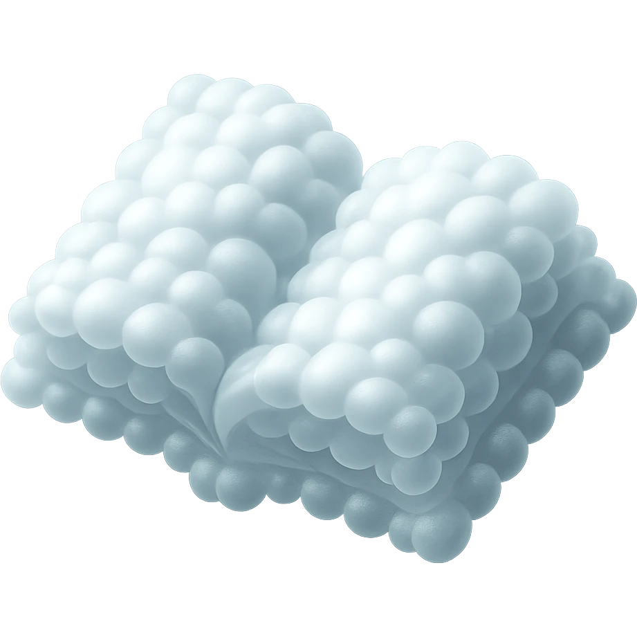 thick open book made entirely of small, very bright white fluffy convex clouds, matte glass style emoji
