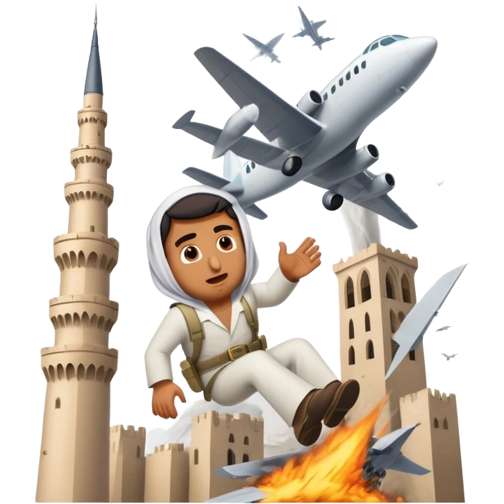 arab man in a plane crashing into two towers emoji