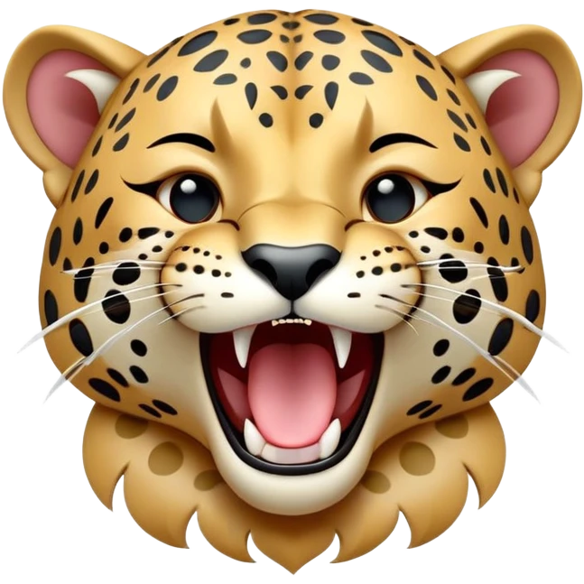 cinematic-realistic-yawning-young jaguar-portrait-emoji,-head-tilted-slightly-with-a-dramatic,-wide-open-yawn,-showcasing-a-lithe,-graceful-build-with-distinctive-rosette-patterns-and-sleepy,-half-closed-eyes,-simplified-yet-irresistibly-adorable, realistic emoji