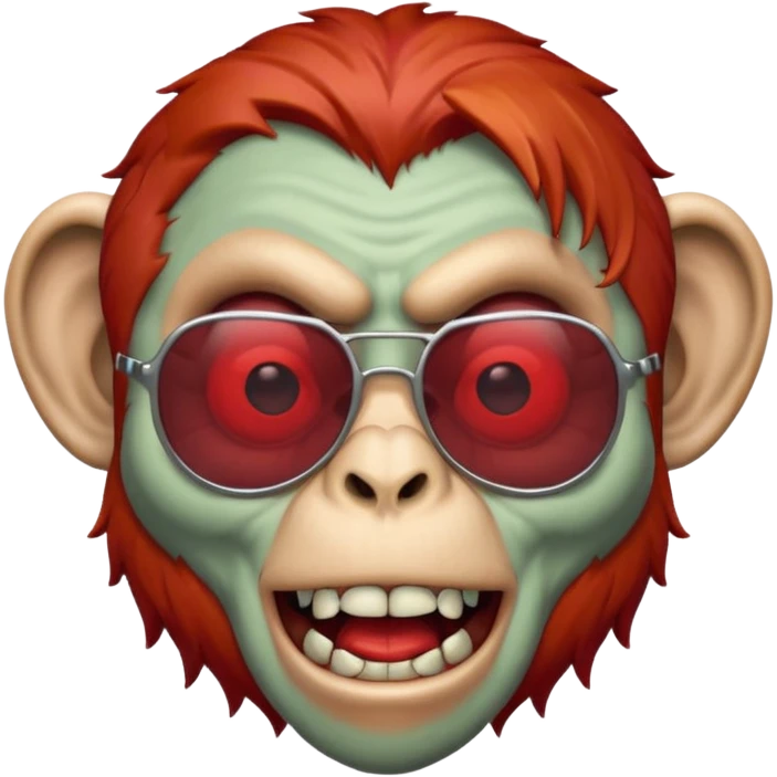 Zombie monkey with sun glasses and red hair and joker nose hungry  emoji