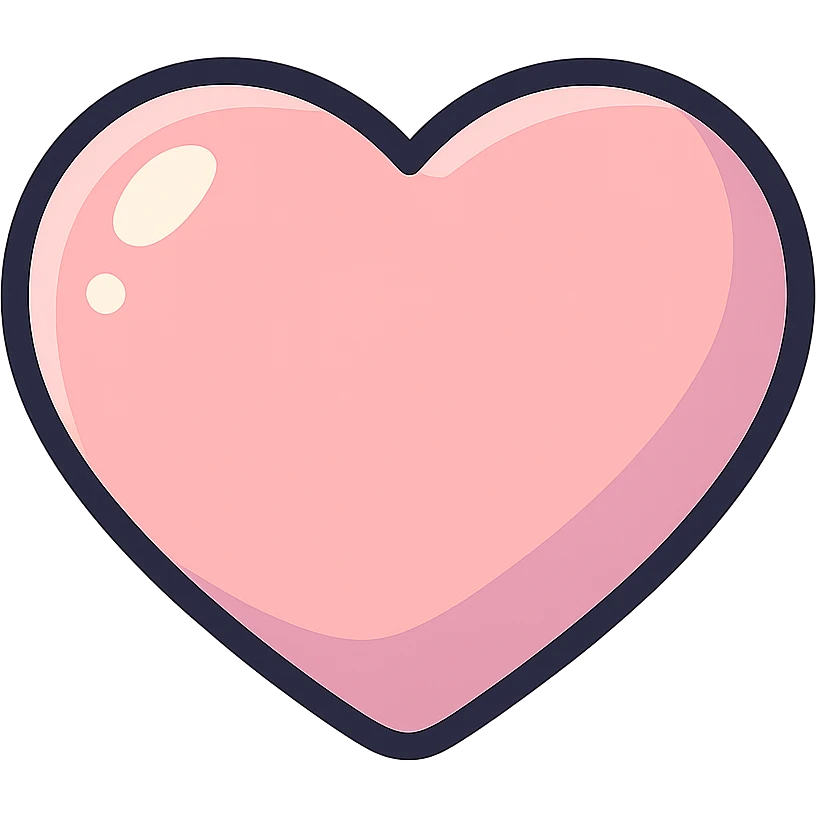 cute plump heart, icon-color-outlined style, no extra stripes or decoration, only shape, detailed shadows and highlights, thin clean contours, soft rounded shapes, pastel palette #98B5BC, #B5B3C1, #C9A3C9, #E4C0CA, #F7DCD1, #F7C0AA, modern Japanese pop art and sticker aesthetic, soft lighting, transparent background emoji