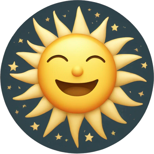 Vintage sun moon and stars icon emoji