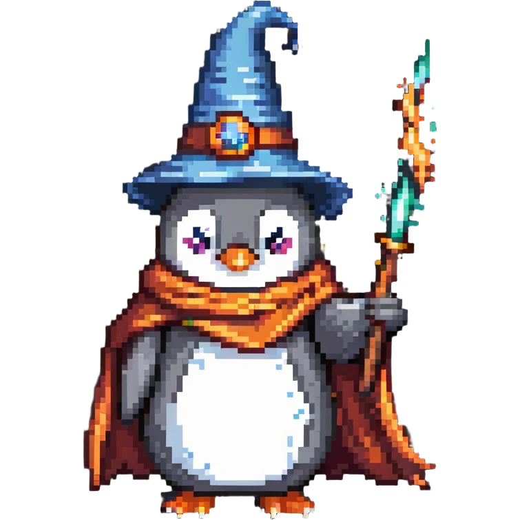 penguin wizard casting spell emoji