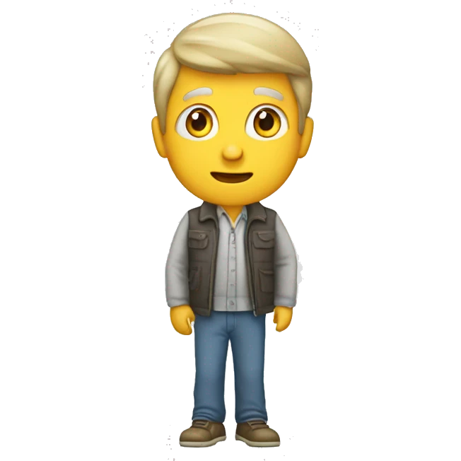 a person of 40 years standing & explaining emoji