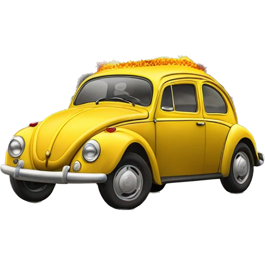 Fusca amarelo acelerando e saindo fogo do escapamento  emoji