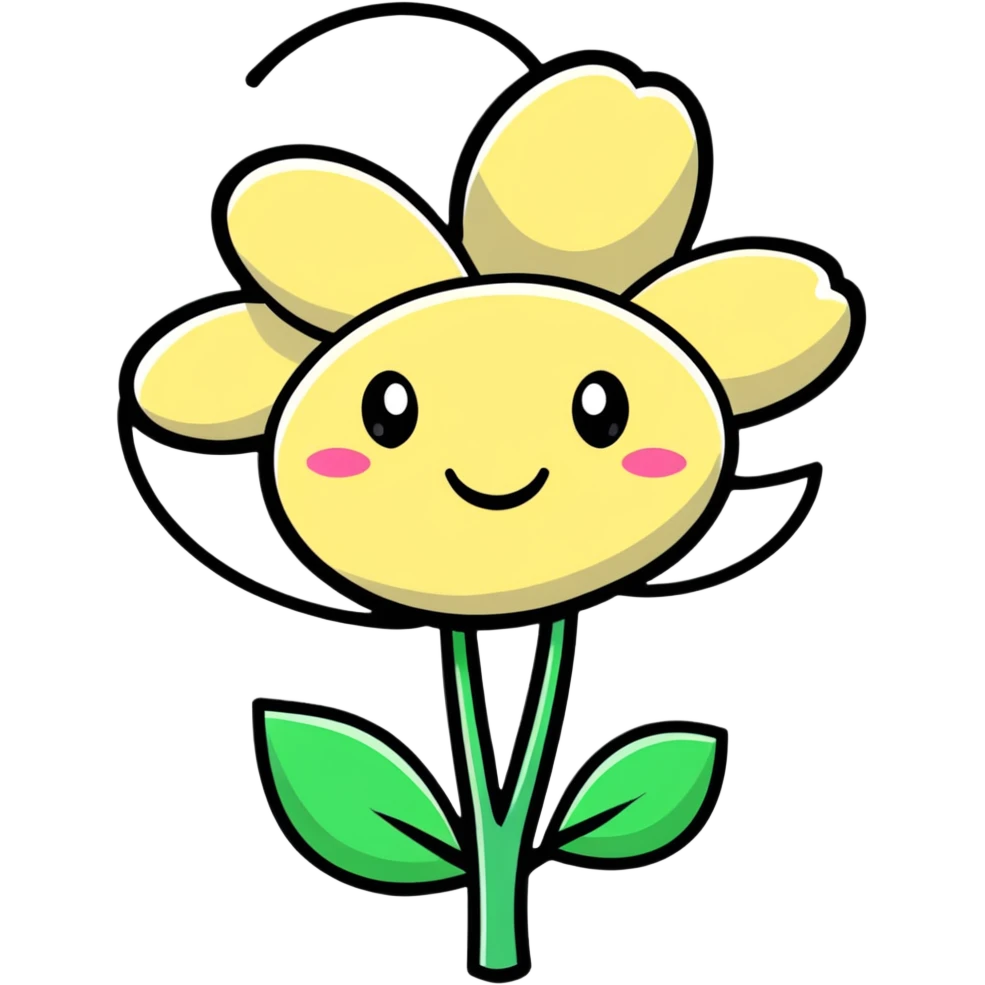 cheerful happy flower with a smiling face emoji