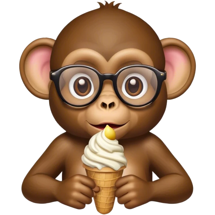 monkey holding icecream wearing glasses emoji