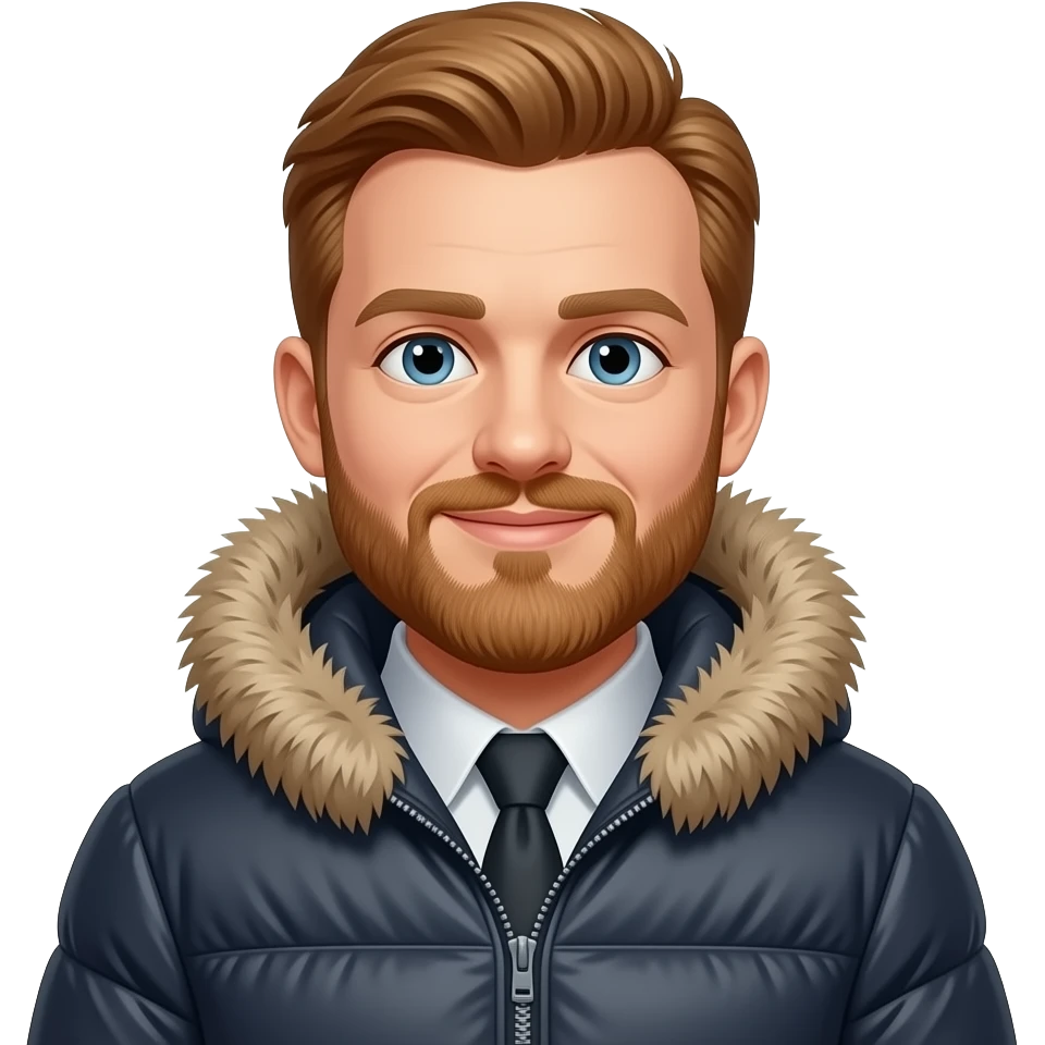 Ginger man in puffer coat emoji