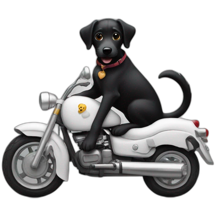 A black dog is riding on a white mo torcycle emoji