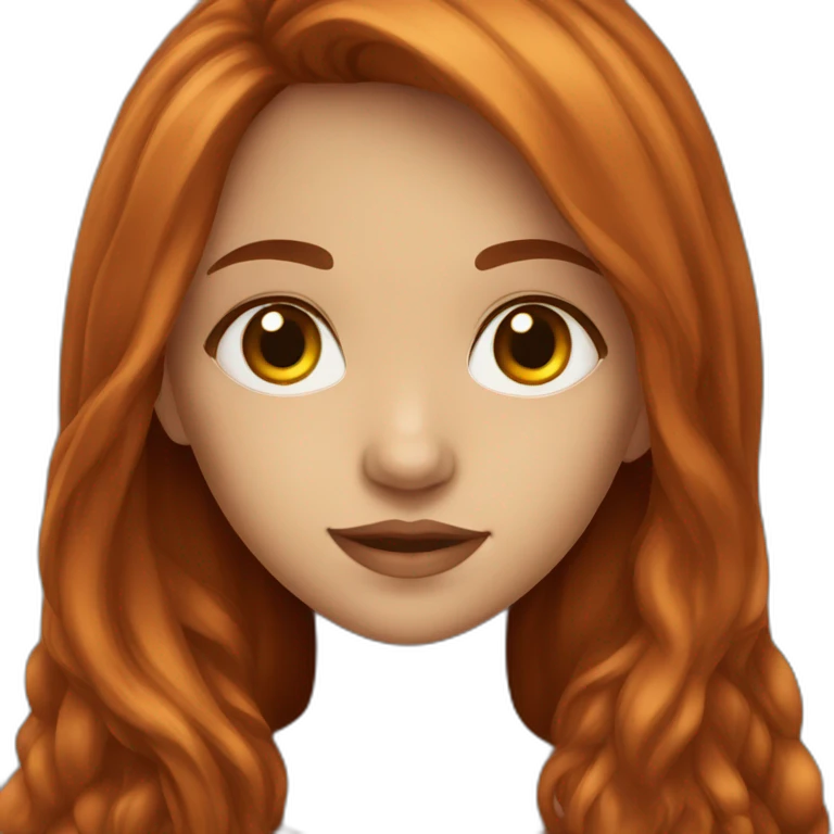 Girl with brown eyes and long dark red hairs emoji
