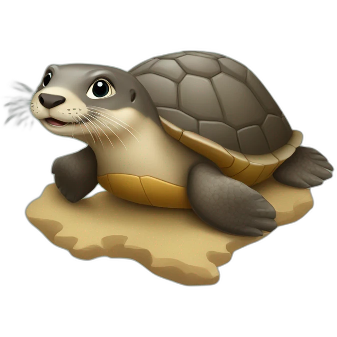Une loutre sur une tortue emoji