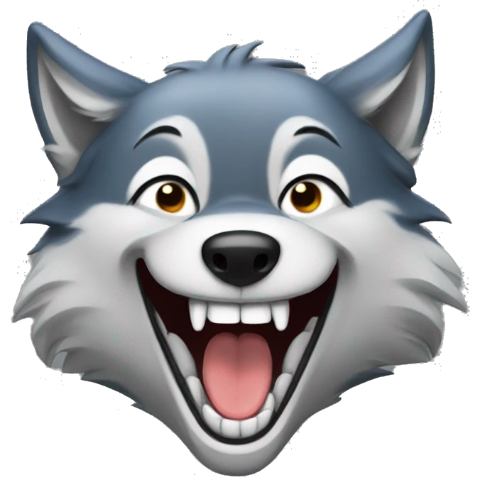 Wolf laughing out loud emoji