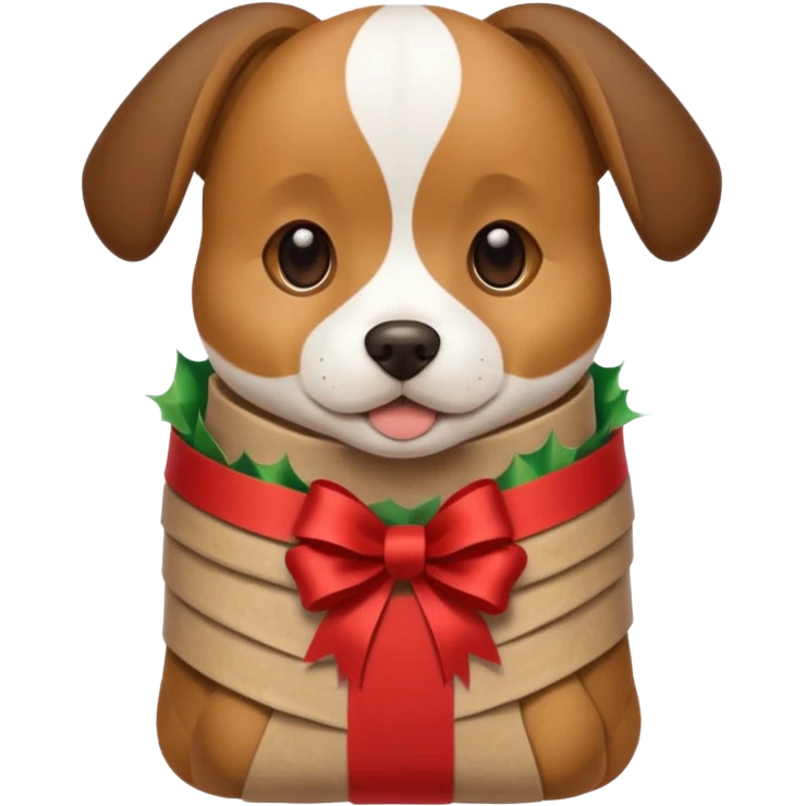 Dog in wrapped paper new yaer  emoji