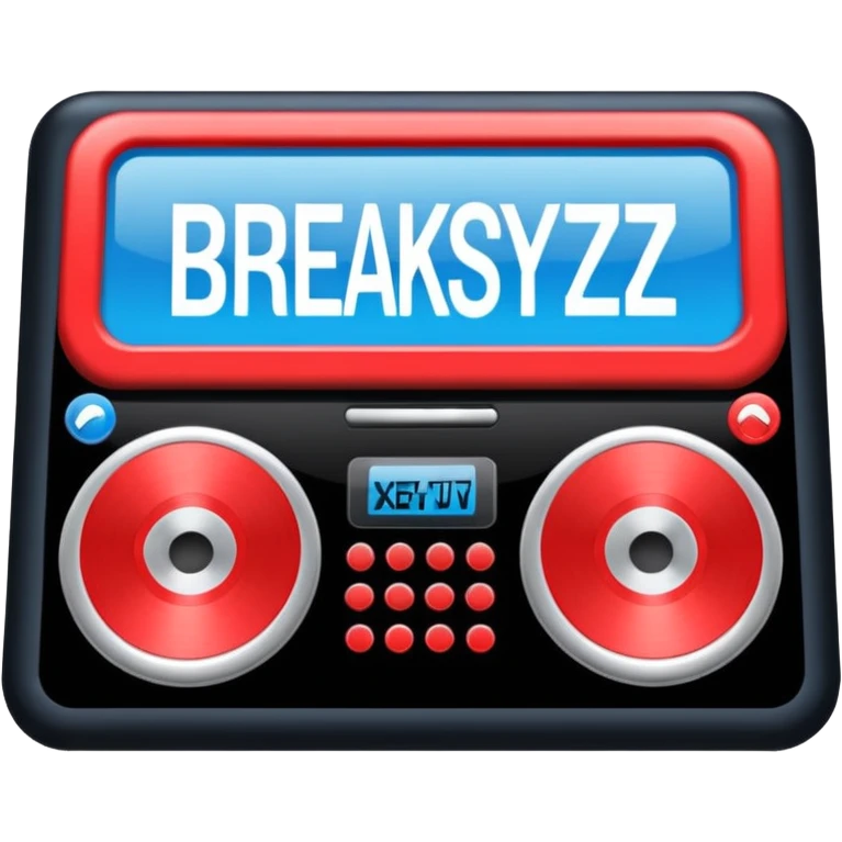 un gif texte qui défile  "BREAKSTYLEZ TV"  change de couleur sur fond noir sur le theme dj emoji