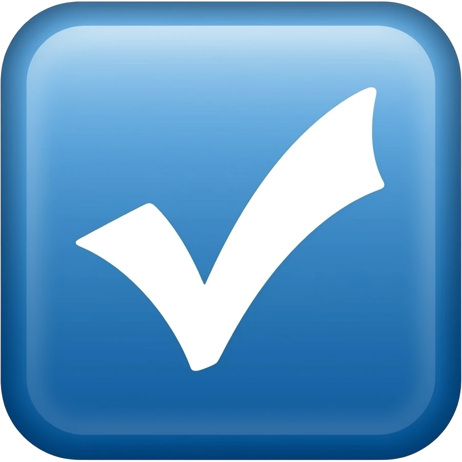 dame un emoji de una insignia de verifycado como en roblox pero en emoji asin cuadrada azul blanco emoji