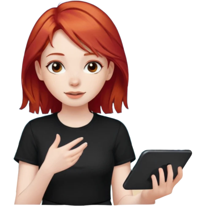 검정색 좋아하고, 노래 좋아하고, 바다 좋아해 , 여자아이, 빨간머리, emoji