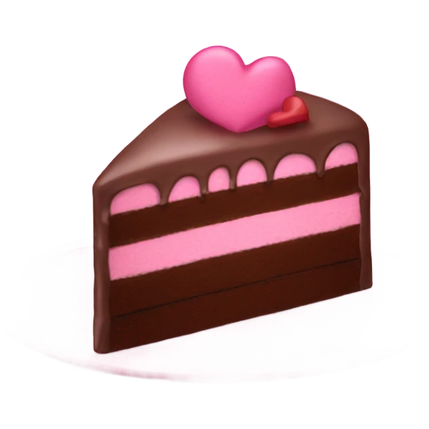 Pink chocolate cake with hearts emoji