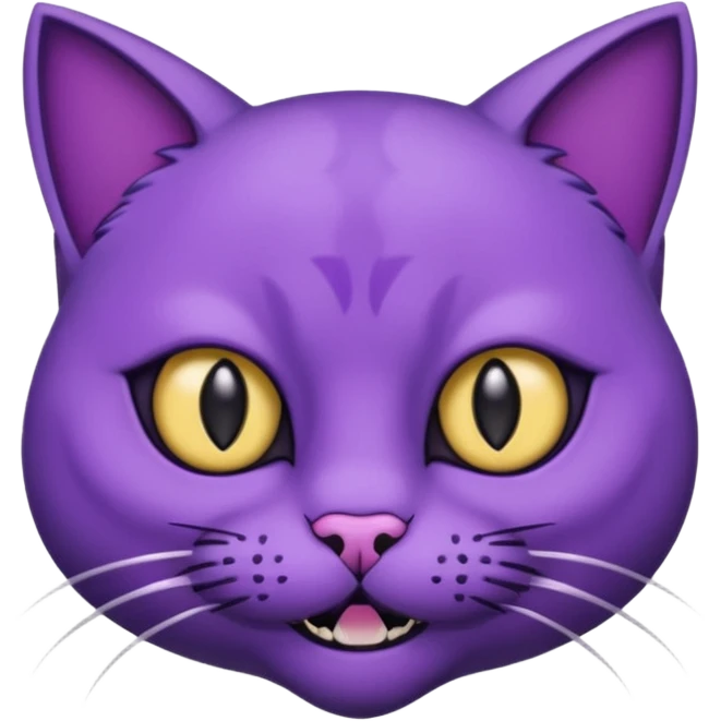 Scary purple cat fully black eye and with mouth a moon Nekless emoji