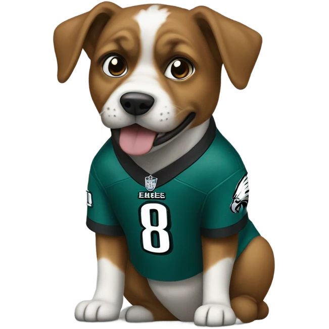 Dog wearing Philadelphia eagles jersey emoji