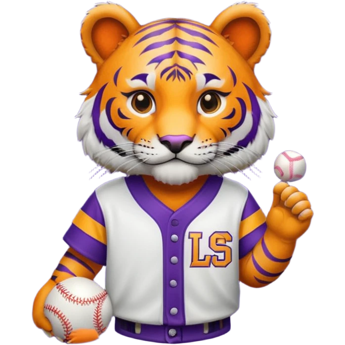 Lsu Tiger with baseball jersey  emoji