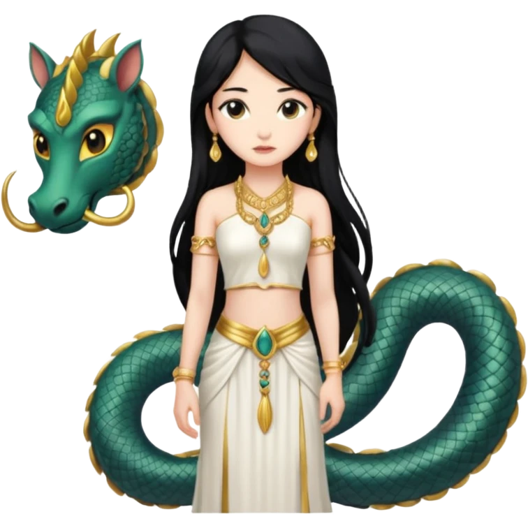 naked girl whole figure together with the nagas stant att attetiont emoji