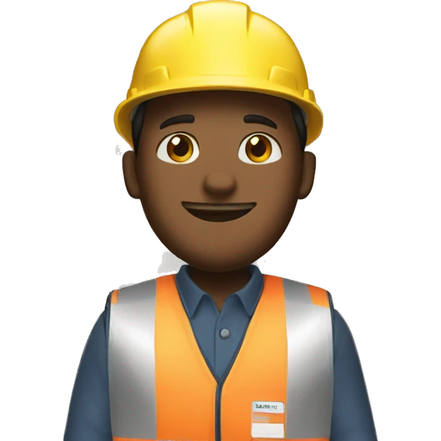 A warehouse worker with vest greeting emoji