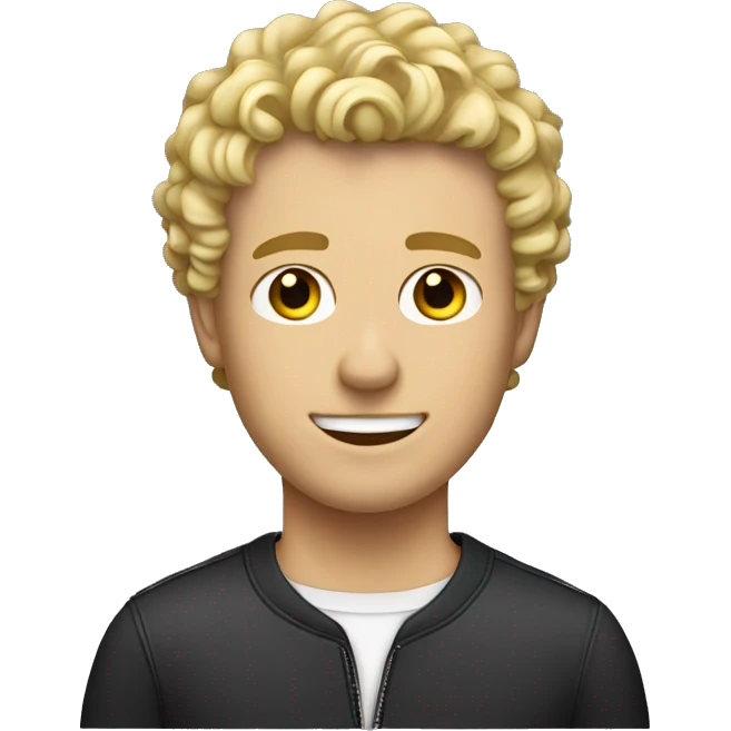 blond guy with taper cut, curly front emoji